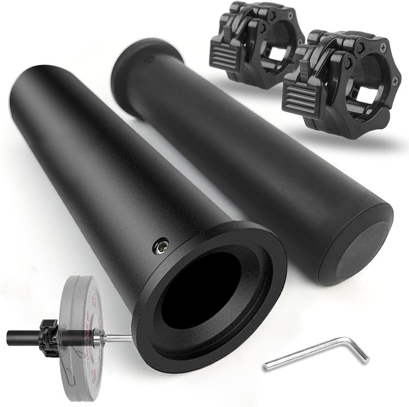 NewBEP 2PCS Olympic Adapter Sleeve 7.8" with Olympic Barbell Clamps 2", Converts 1" Standard Weight Plate Posts to 2" Olympic Weight Plate Posts, Removable end Cap - Image 1